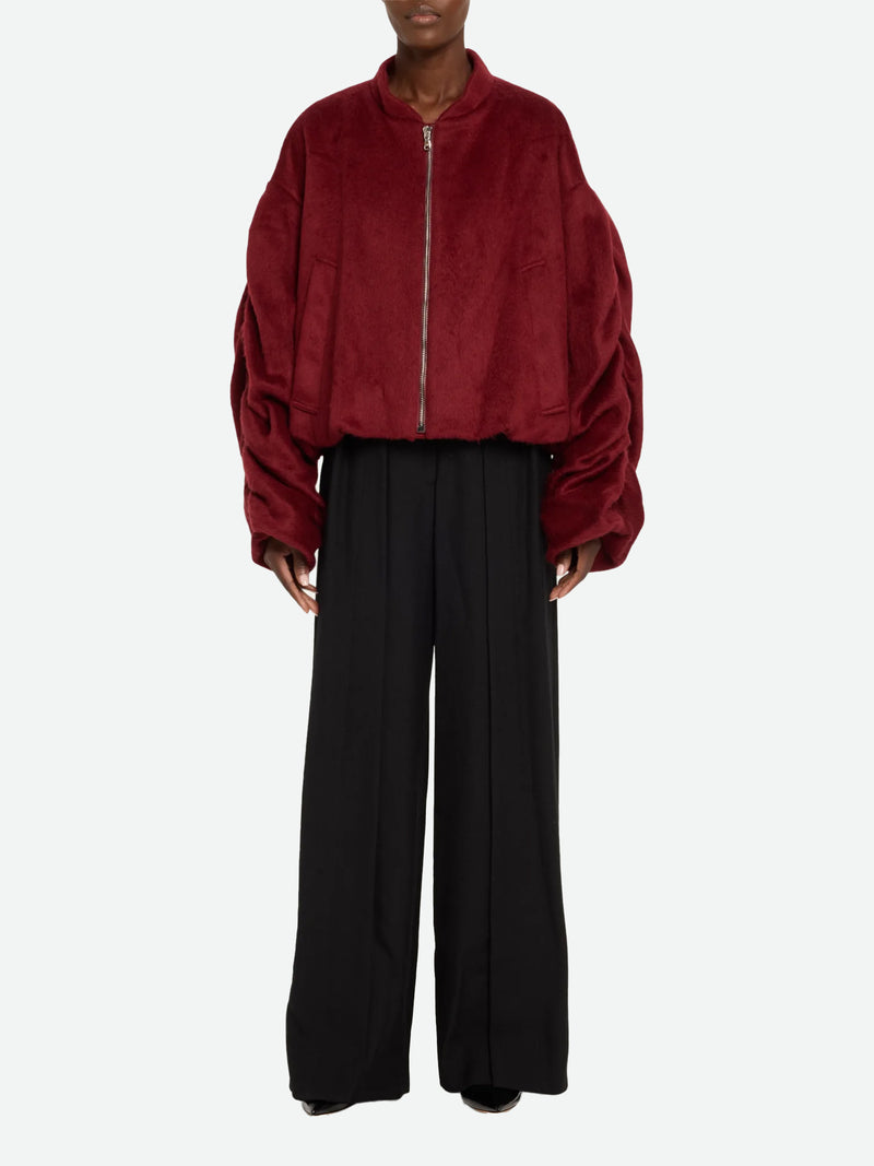 Sanguinetti Wool-Blend Ruched Bomber Jacket