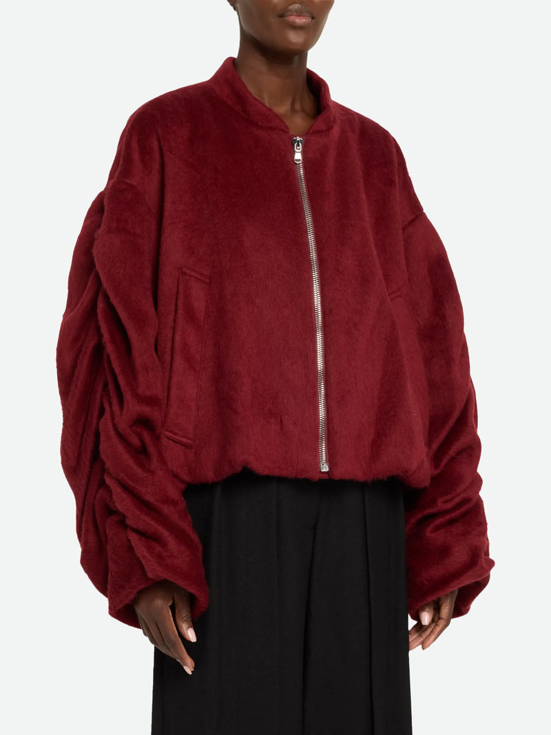 Sanguinetti Wool-Blend Ruched Bomber Jacket