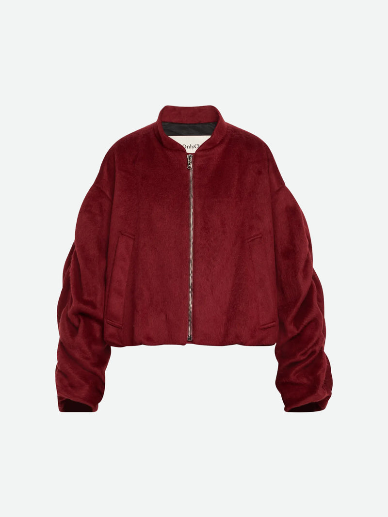 Sanguinetti Wool-Blend Ruched Bomber Jacket